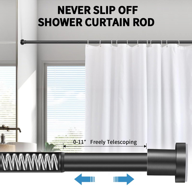 ZYRW Black Shower Curtain Rod 36-68 Inches (3-5.6ft) Non Rust