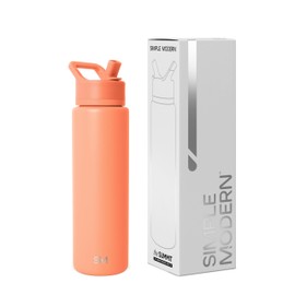 Simple Modern Water Bottle with Straw Lid | Vacuum Insulated Stainless Steel Metal Thermos | Reusable Leak Proof BPA-Free Flask for Sports Gym | Summit Collection | 30oz, Clementine