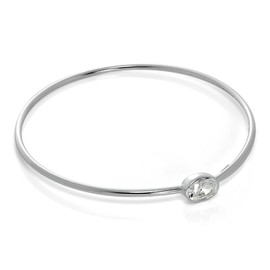 jewellerybox Sterling Silver Maiden Bangle with Clear CZ Crystal
