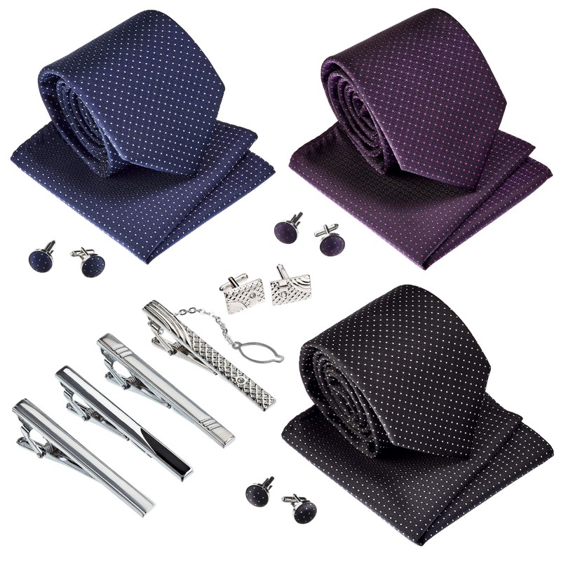 Premium Men’s Gift Tie Set Silky Necktie Pocket Squares Tie