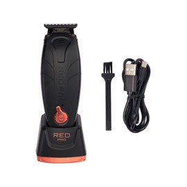 RED Pro Professional Cordless Hair Finishing Trimmer for Men, Electric Rechargeable Wireless Beard Detailer for Barbers and Stylists, Diamond Like Carbon Coated T-Blade with Zero Gapped (Matte Black)