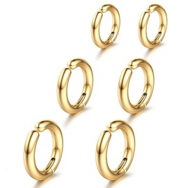 SIISPRI 3 Pairs Clip On Huggie Earrings for Men Women, Unisex Surgical Stainless Steel Hypoallergenic Earrings,Small Hoop Earrings, Polished for Non Pierced Earrings (Gold)