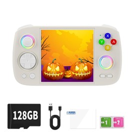 RG Cube Retro Game Console,3.95 Inch IPS Classic System Retro Video Games Consoles,with 128G TF Card,Supports Wireless Networt Handheld Console with 5200mAh Battery Casual Game Console(White)