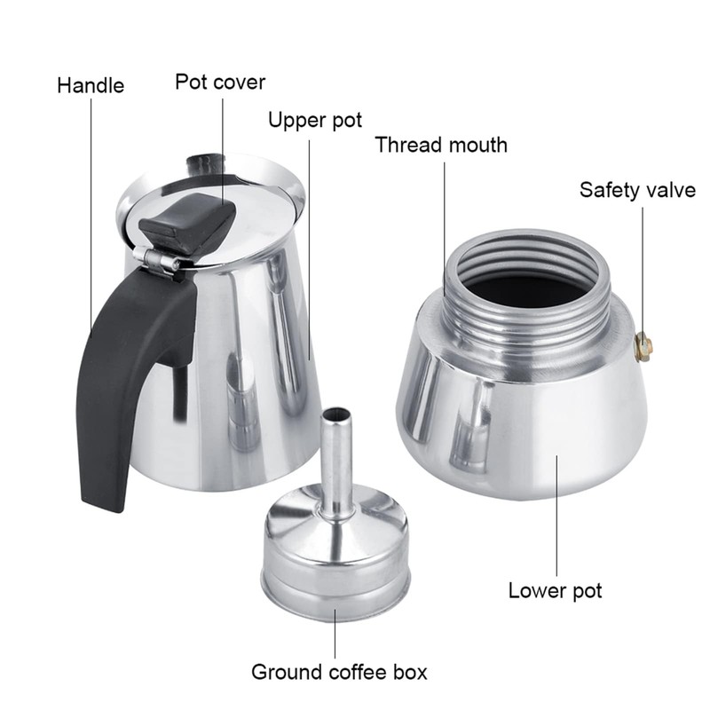 Jerliflyer Percolator coffee pot electric,stainless steel wide bottom moka espresso
