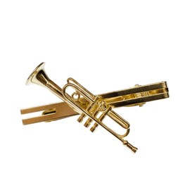 Miniblings Trumpet Tie Pin Tie Holder + Box Music Golden Trumpeter Handmade Fashion Jewellery Men's Jewellery Men's Jewellery Tie Clip Tie Clip, Metal