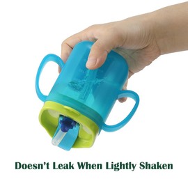 BCDHAMATE Adult Sippy Cup for Elderly – 10 oz Portable Spill-Resistant Cup with Straw and Easy-Grip Handles – Ideal for Disabled, Dysphagia & Hospital Patients (Blue)