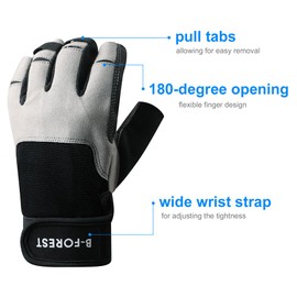 B-Forest 3/4 Finger Paddling Gloves for Kayaks, Canoes and SUP Paddle Boards, Provide Cushioning and Protection, Easy to Take on by Release Strip, Sailing Gloves for Men, Women, Youth (Black, XXL)