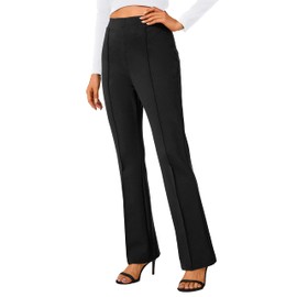 Urban CoCo Women's Stretchy Yoga Dress Pants Bootcut Work Slacks Petite Slacks for Office Casual (Black, XL)
