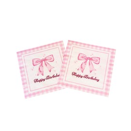 Bow Pink Birthday Napkins, 40Pcs Conquette Birthday Decorations Napkins, Pink Bow Theme Party Decorations Birthday Party Supplies Bow Girls Birthday Party Decor 6.5"