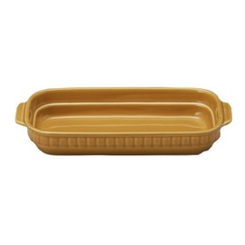 Sanpoto Banko Ware 14069 Long Angle Gratin Plate, Brown, Mocha Stacking