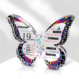 Gifts for 19 Year Old Girl, 19th Birthday Gifts for Girls, 19th Birthday/Anniversary Decorations Butterfly-shaped Acrylic, Happy 19th Birthday Gifts Ideas for Friends Daughter Sister Her Girlfriend