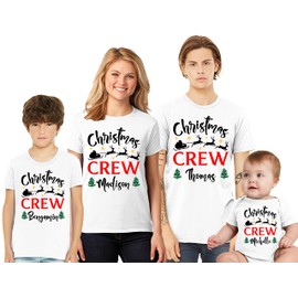 Christmas Crew Add Your Name Matching Family Merry Xmas Baby Girl Boys Bodysuit White
