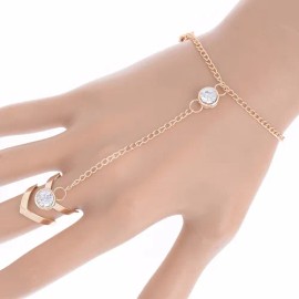 Pulsera Arnés Con Cadenita Y Anillo Cristales Zirconia