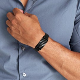 Jesvo Stepdad Bracelet Gifts, Black American Flag Bracelets Military Jewelry Christmas Birthday Valentines Father's Day Gifts Ideas Presents for Step Dad