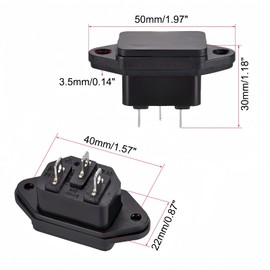 BOXONLY C14 3 Pins Panel Mount Plug Adapter AC 250V 10A Power Connector Socket with Cover,2pcs