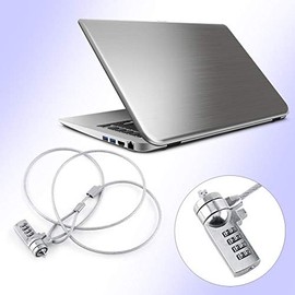 Bloqueo de Cable para computadora portátil, Cable de combinación de Bloqueo de Seguridad para PC portátil, Contraseña de 4 dígitos contra el Robo de Cadena (Plateado, 43.3 Pulgadas)