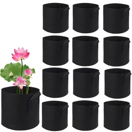 12Pcs Lily Plant Pots for Pond, Aquatic Pond Planter for Pond Durable Breathe Reusable Fabric Plant Bags for Aquatic Plants, Potato, Carrot, Onion, Flower(2 Gallon)