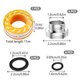 BDHYYM 6 Pieces M16 to M22 Tap Adaptor, Thread Adapter for Male Thread M16 and M22 for Water-Saving Kitchen Tap Spouts for Kitchen, Bathroom, Sink