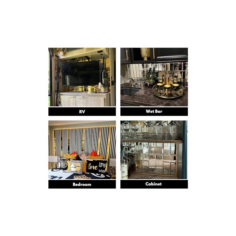 Lovdeco Mirror Peel and Stick Tile, Beveled Subway Mirror Backsplash