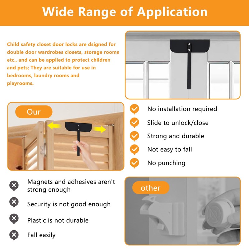 Metal Safety Bi-fold Door Lock, Adjustable Bifold Door Lock Kit