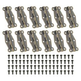 PATIKIL Small Vintage Box Hinges 2 Inch, 12 Pack 90-Degree Butterfly Decorative Hinges Jewelry Box Hardware with Screw for Cabinet Wooden Box Drawer Craft, Brown