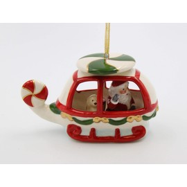 Cosmos Gifts Fine Ceramic Santa Flying Helicopter Christmas Tree Ornament, 5-1/2"