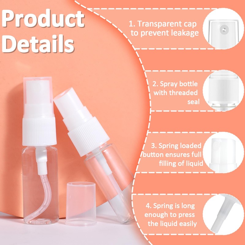 JJUNW 4 Pack Spray Bottle, Small Plastic Fine Mist Spray