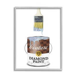 Stupell Industries Couture Diamond Paint Brown Fashion Pattern Pop Brush, Designed by Amanda Greenwood Gray Framed Wall Art, 24 x 30, White