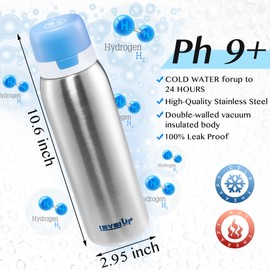Level Up Way –25 Ounce Premium Stainless Steel Water Bottle with Filter – BPA Free - Travel Essentials - Alkaline Water Filter pH 9+ (Blue)