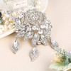 EVER FAITH Rose Flower Leaf Wedding Brooch Pendant Austrian Crystal