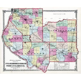 Historic Map : National Atlas - 1872 Atlas of Illinois, Counties of St.Clair, Monroe, Randolph, Perry & Washington. - Vintage Wall Art - 30in x 24in