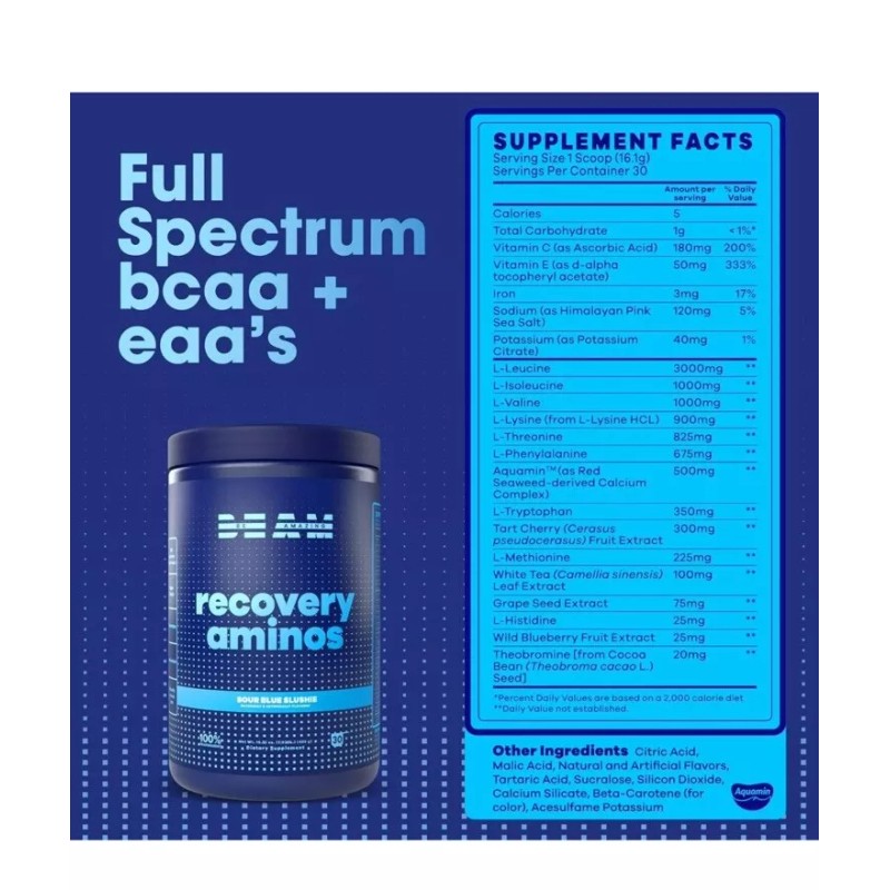 BEAM Be Amazing Recovery Aminos Powder with BCAAs and EAAs