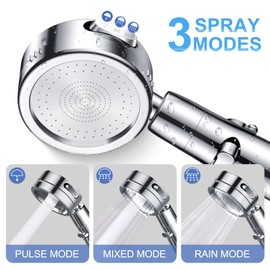 Shower Head Set, 3 Modes Handheld Filter Shower Heads with Stainless Steel Hose 2M Powerful Shower Heads Less Water Up to 40%, Bathroom Accessory for Low Water Pressure