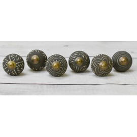 ARTISNO 12Pc Charcoal Color Matt Rustic Style Matt Rustic Style Ceramic Knobs for Cupboard Door Drawer Furniture Handles for Kitchen Bathroom Cabinet Dresser Handmade Decorative Knobs