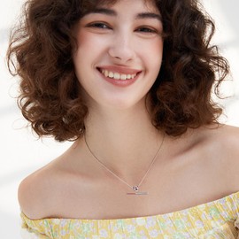 URONE Baseball Necklace 925 Sterling Silver Baseball Bat Pendant Necklace Baseball Gifts Sports Jewelry for Women Girls Sports Fan