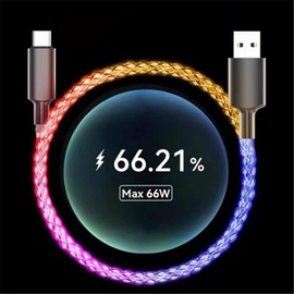 FISHOPE USB Type C Cable, 3.3ft LED RGB Light Gradual USB A to Type C Charger Cord(2 Pack)
