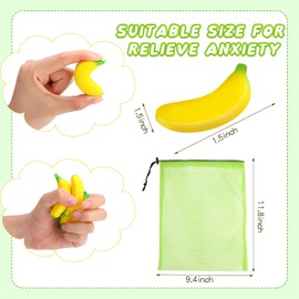37 Pieces Mini Banana Stress Toys Banana Stress Relief Toys with Mesh Drawstring Bag PU Banana Toy Stretchy Banana Fidget Toy Relief Banana Stress Balls for Birthday Stress Relief Party Favors