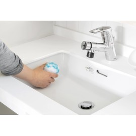 Yamazaki Sangyo 178810 Sponge Washbasin, Busbon-kun, Refreshing Pom Pom with Case, Antibacterial, Blue
