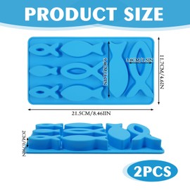 2 Stück Silikon Fischform, Gießform für Schokolade, Seife, Kuchen und Desserts, 16 Gitter Silikonformen für Basteln und Backen, Lebensmittelecht, einfach zu entnehmen und zu reinigen