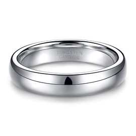 TRUMIUM 4mm Tungsten Wedding Band Ring Men Women Plain Dome High Polished Comfort Fit Size 7