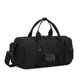 ArcEnCiel Small Tactical Duffle Bag Men Gym Pack Military Molle Shoulder Bags Shoes Storage Sports Handbag with Patch (Black)