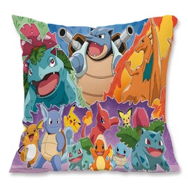 YFCHOTI Children's Decorative Cushion Covers, Cartoon Anime Elf Cushion Cover, Super Soft Pillowcase with Double-Sided Pattern and Concealed Zip for Bed, Sofa, Chair, Car, 45 x 45 cm