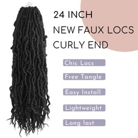 BOHOBABE Faux Locs Crochet Hair 24 Inch, Boho Soft Crochet Locs with Curly Ends, Long Bohemian Goddess Locs Crochet Braids for Black Women (6 Packs, 2#)