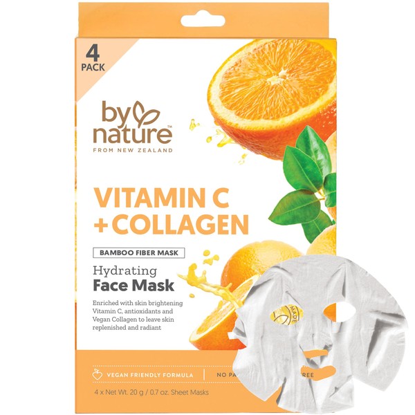 By Nature Hydrating Face Masks with Vitamin C + Collagen,