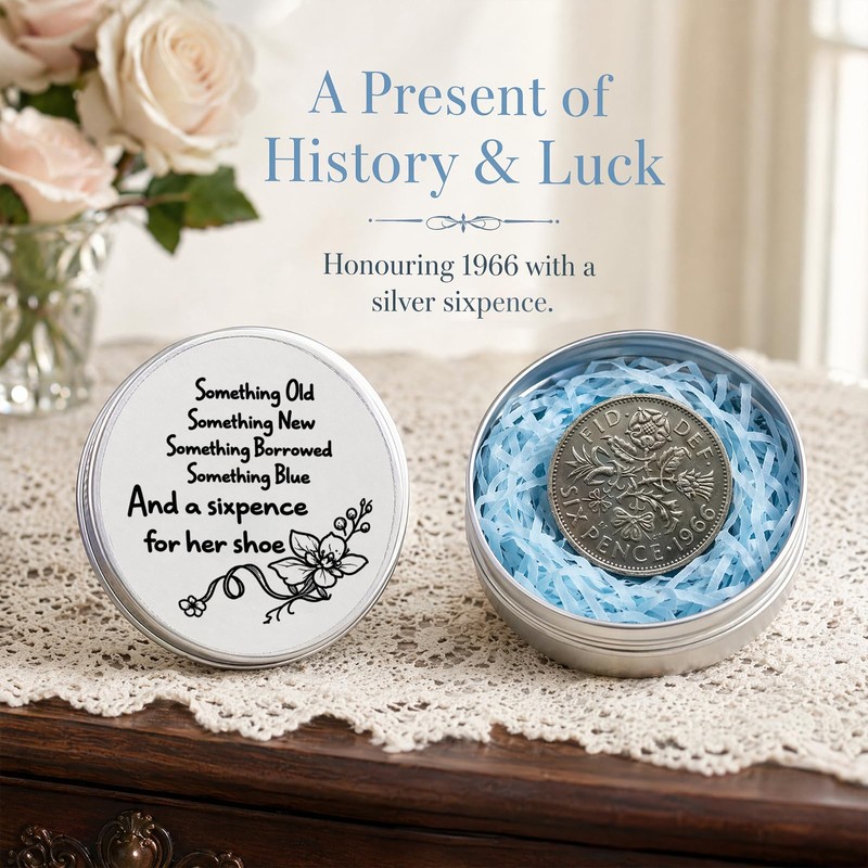 1966 Silver Sixpence Coin in Keepsake Tin – Good Luck