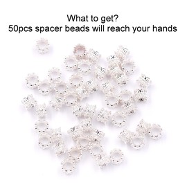 Malahill Excellent Quality Brass Spacer Beads for Jewelry Making 50 Pieces 6 * 5mm Silver