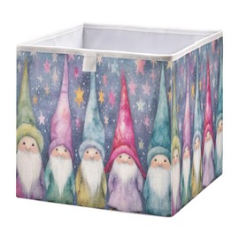 Kigai Christmas Gnomes Cube Storage Bin, 11x11x11 in Collapsible Fabric Storage Cubes Organizer Portable Storage Baskets for Shelves, Closets, Laundry, Nursery, Home Decor