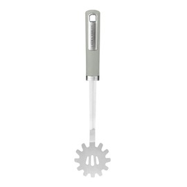 Laura Ashley Spaghetti Server with Soft Touch Handles - Heat-Resistant, and Dishwasher Safe Stainless Steel Pasta Spoon, Perfect for Draining, Serving, and Portioning Pasta - Sage Leaf