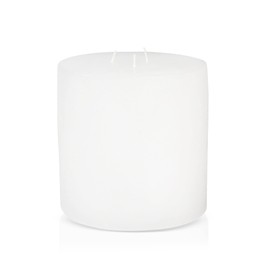 Bask Large Mottled Pillar Candles - Unscented - 6-Inch Diameter for Extra-Wide Holders - 3-Wick Candles for Home and Events - White