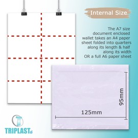 Triplast 100 x A7 Plain Document Enclosed Wallet (95 x 125 mm) | Peel & Seal Clear Plastic Envelopes/Sleeves/Pockets/Wallets | Attach Invoices, Packing Lists & Delivery Notes to Parcels